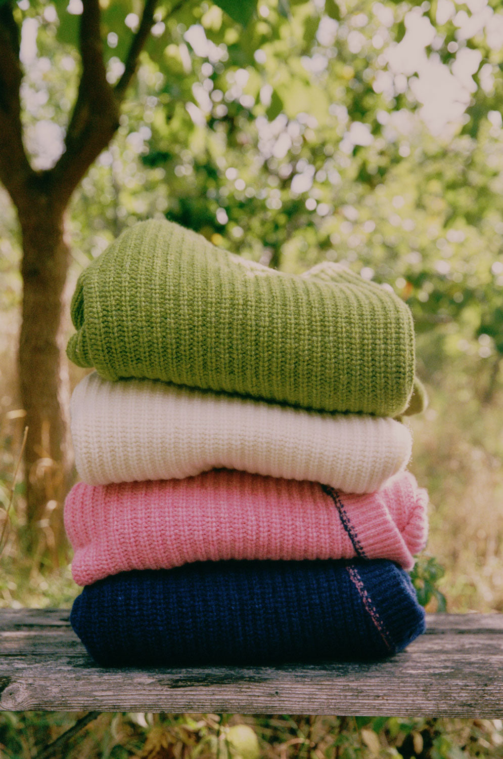 Luxury knitwear made in the UK, Adams sweater in Scottish-spun lambswool, sustainable wardrobe essential by Saywood
